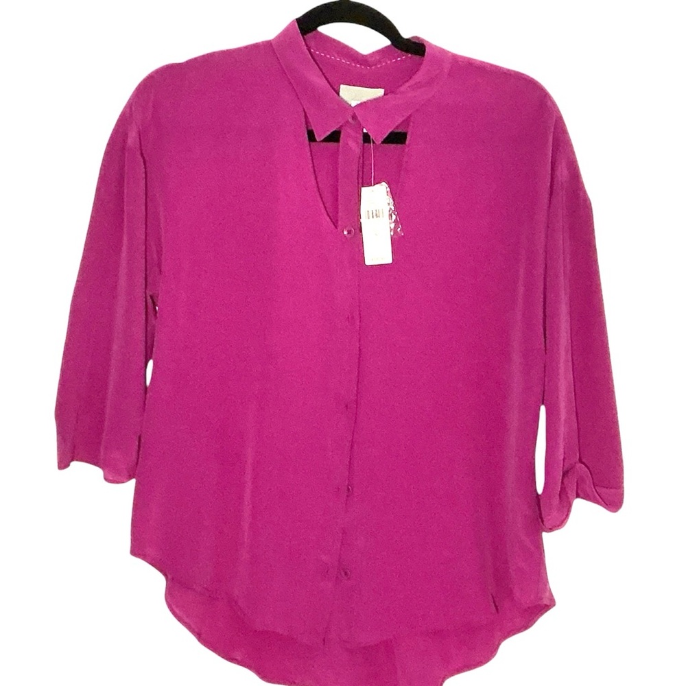 Maeve Anthropologie Pink Women's Top Illusion Neck Size Small